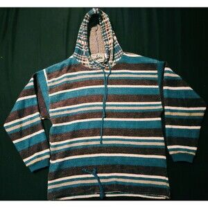Vintage 90s PAZZO Striped Baja Hoodie Medium Surf Skate Heavy Knit Rare Rad